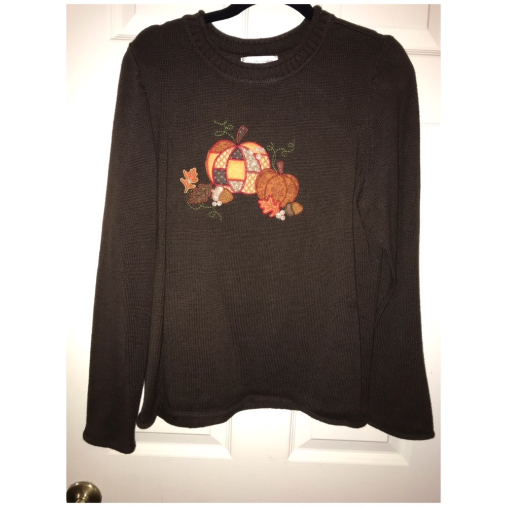 Christopher Banks Embroidered Pumpkin Sweater